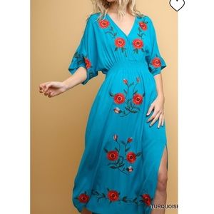 Umgee turquoise midi dress
